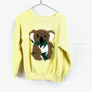 VTG Specially Handmade By Margaret Yellow Knit Pullover Koala Sweater Sz M